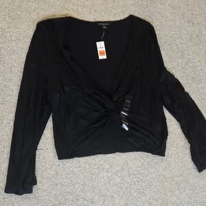 Banana Republic Black Long Sleeve Front Knot Shoulder Throw